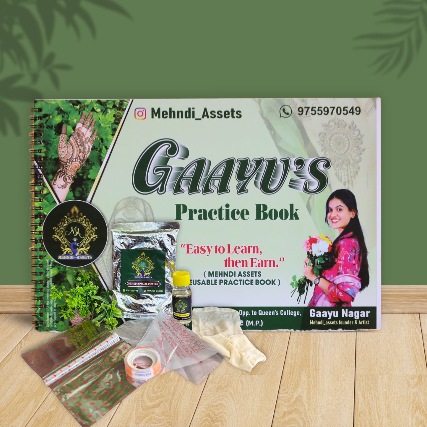 Practice book with Heena kit